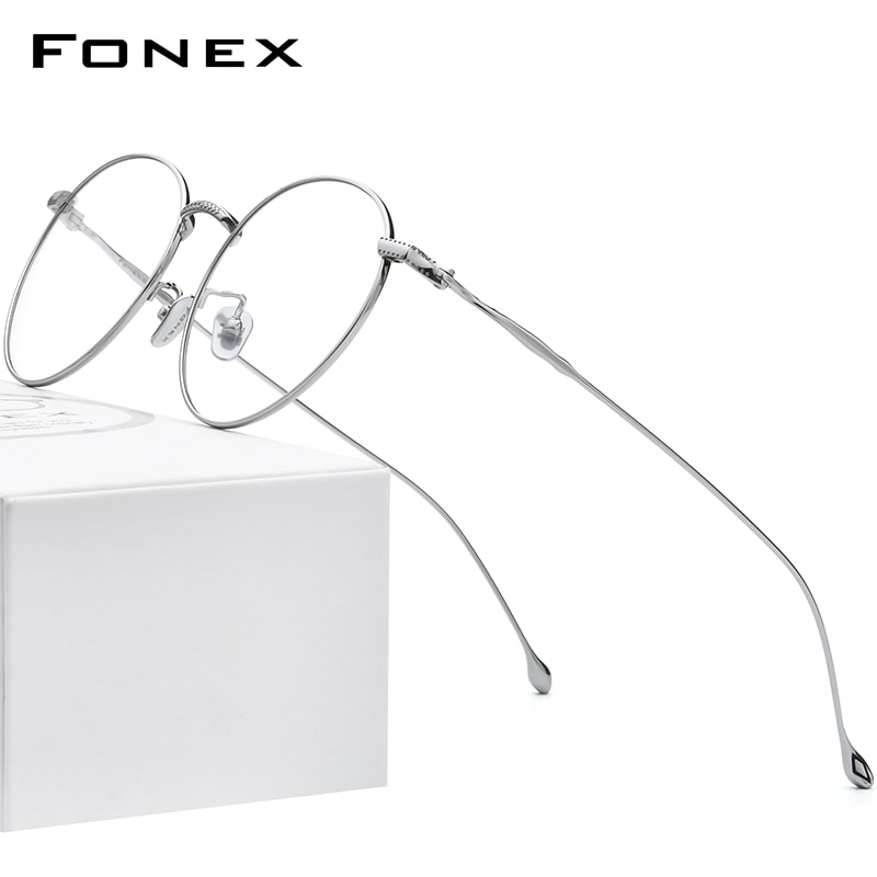 Fonex pure titanium briller mænd vintage runde briller nærsynethed optisk recept mærke briller stel kvinder 8508