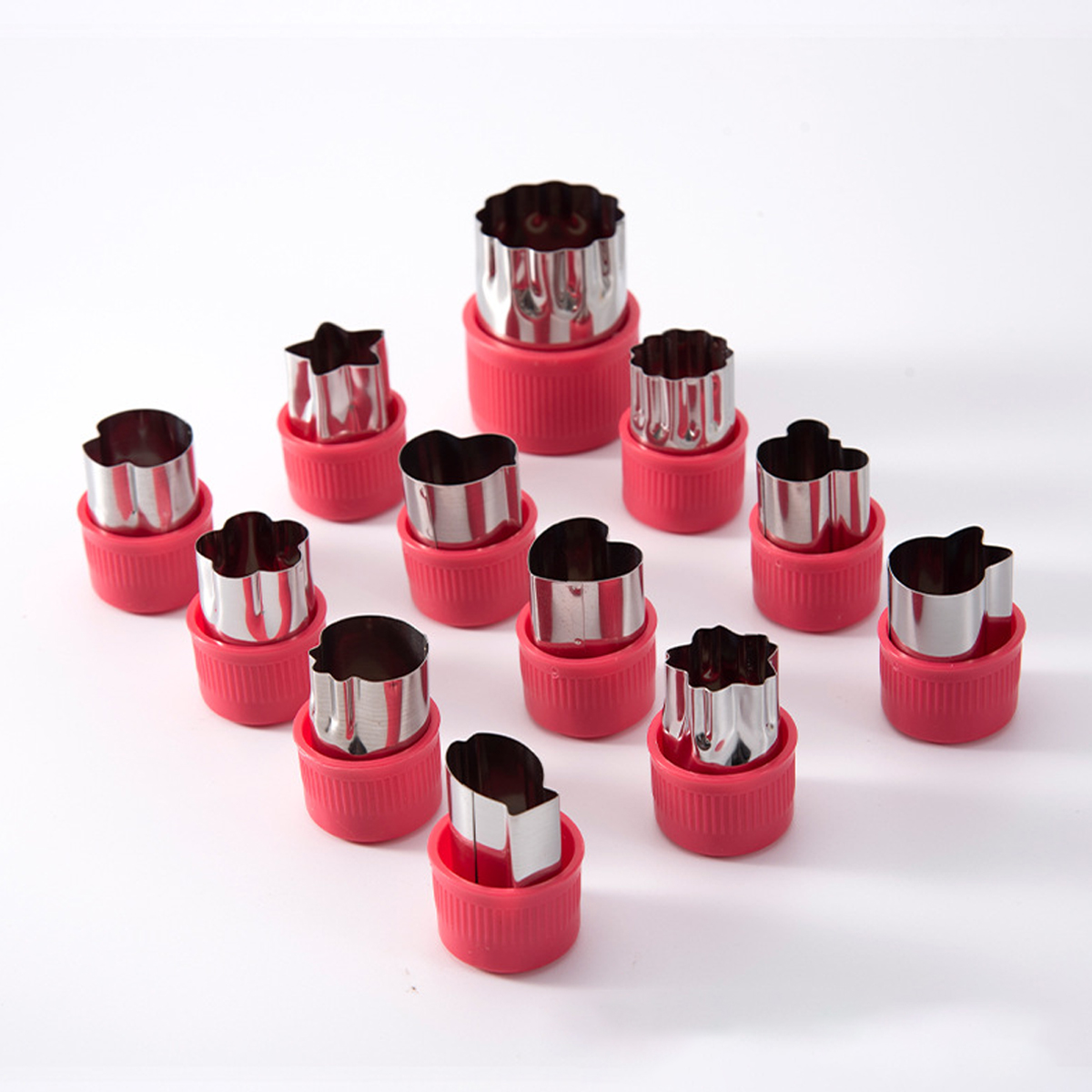 Leeseph 12 Pcs Vegetable Cutter Shapes Sets Mini Size Cutters Fruit Cutters Kids Food Cutters Pastry Stamps Mold Biscuits: Red