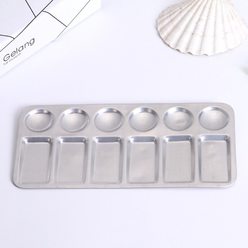 1pc Rectangle Pigment Palette 12 Grid Aluminum Palette For Oil Watercolour Gouache Painting Pallet Students School Art Supplies