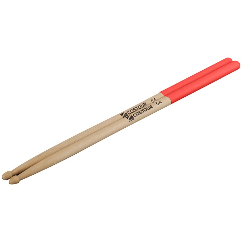1Pair 7A/5A Durable Drumsticks Silicone Lightweight Drum Sticks Anti-slip -shaped Triangle Skull For Drum Musical Instrument: 5A Red
