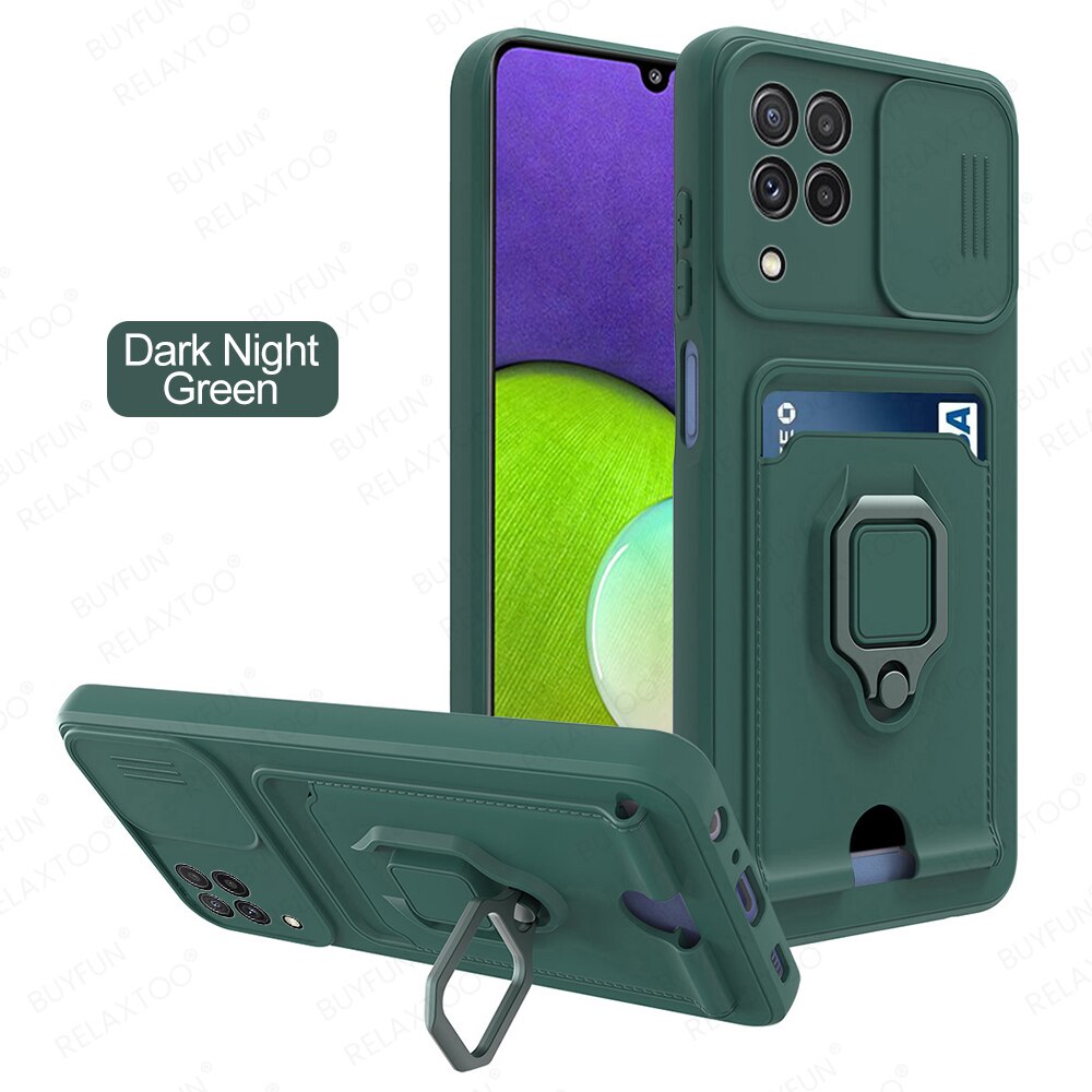 Custodia protettiva per fotocamera scorrevole per samsung A22 4G/5G supporto magnetico per auto custodia morbida antiurto SumsungA22 22A Sansung A 22 Fundas: For Samsung A22 4g / Green 4