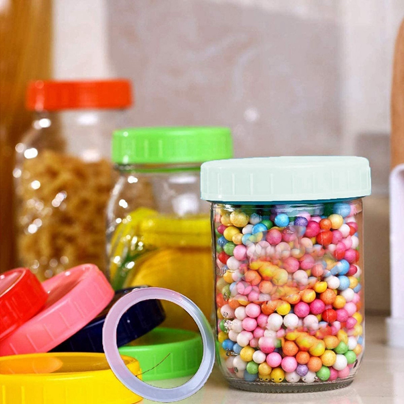 24 Count Canning Jar Lids Wide Mouth,Plastic Mason Jar Lids with Silicone Seals Rings Fits Ball/Kerr Jars, Leak-Proof