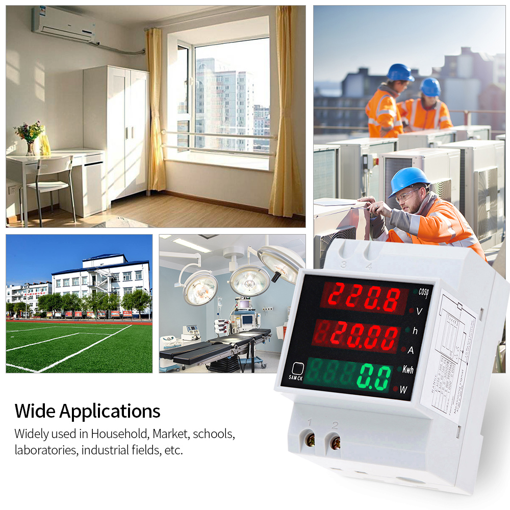 Medidor De Energía Digital LED Activo Multifuncional Para Medir El Voltaje De CA Y El Carril DIN De Corriente Con Pantalla LED (AC80-300/100A) EOTVIA No | En Línea