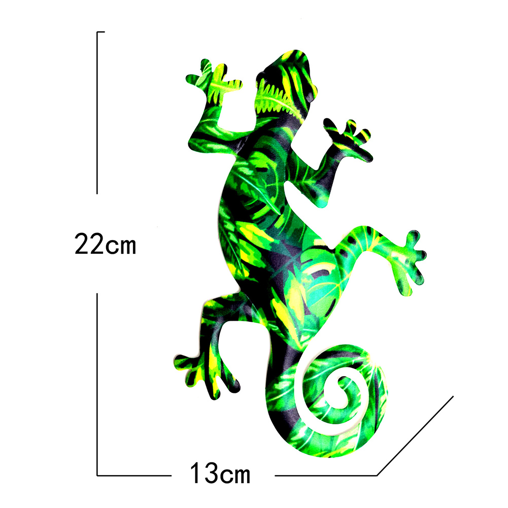 Gecko – décoration d&#39;extérieur en fer, Sculpture de lézard en métal suspendu pour Patio, décorations d&#39;extérieur en métal pour clôture murale de Patio: F
