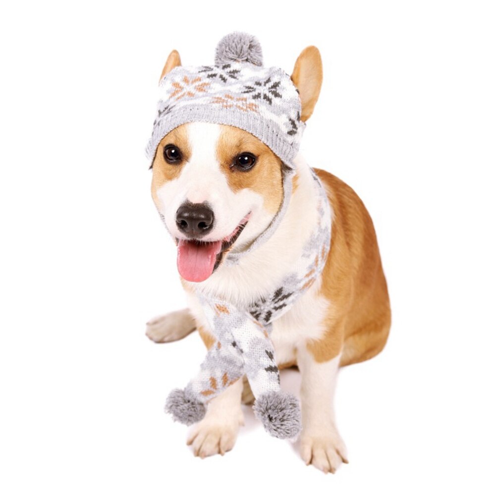 Touca para cachorro listrado, chapéu de buldog, malha, cachecol, boné para cães, inverno, cachorro, corgi, decoração diária
