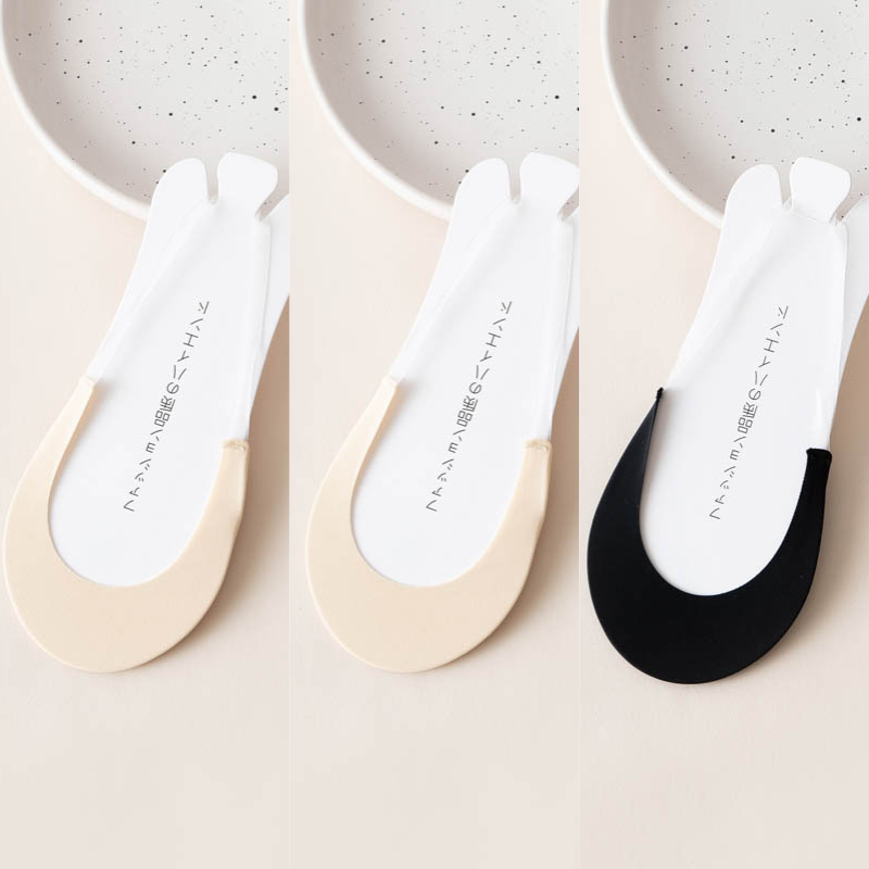 3 pares de calcetines invisibles de barco para mujer, calcetines antideslizantes de silicona de verano para zapatos de tacón alto, tirantes finos de media palma de seda helada,: Verde militar