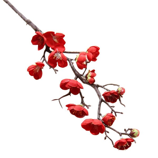 Artificial Cherry Flower Branch Simulation Plum Blossoms Flowers Flores Sakura Tree Home Table Living Room Wedding Decoration: red