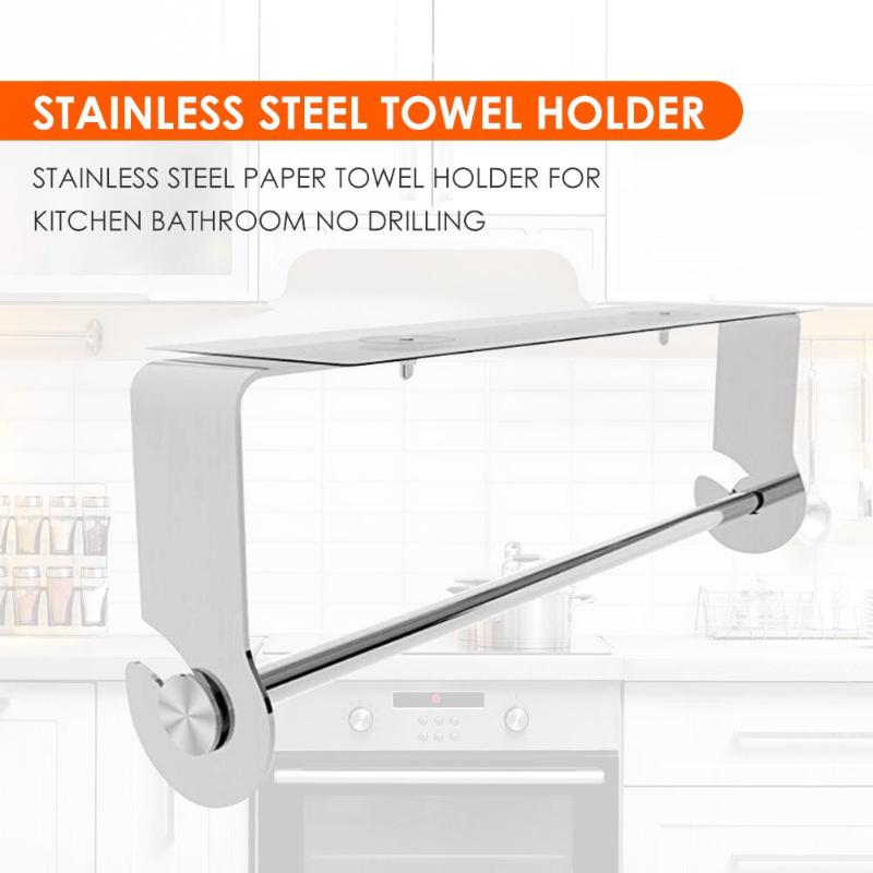 Klæbende køkkenredskab rulle papirhåndklædeholder ingen stansning aftageligt rustfrit stål badeværelse væv hylde skab dørkrog