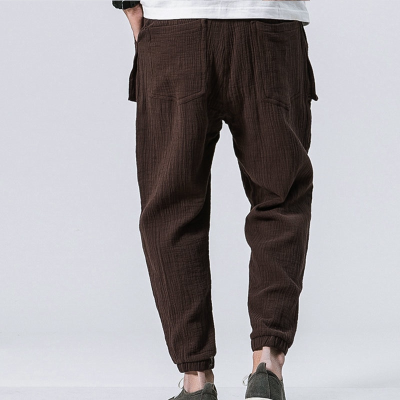 Casual Harem Joggingbroek Broek Mannenmode Hip Hop Katoen Linnen Broek Mannen Koord Pocket Losse Potlood Broek