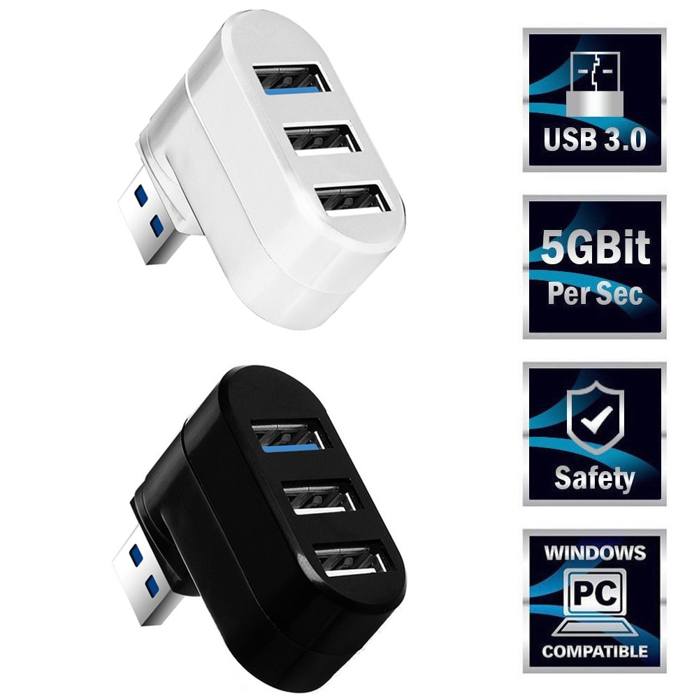 3 Poorten Mini Usb 3.0 Hub Draaibaar High Speed Data Transfer Splitter Adapter Universele Voor Laptop Macbook Computer Pc