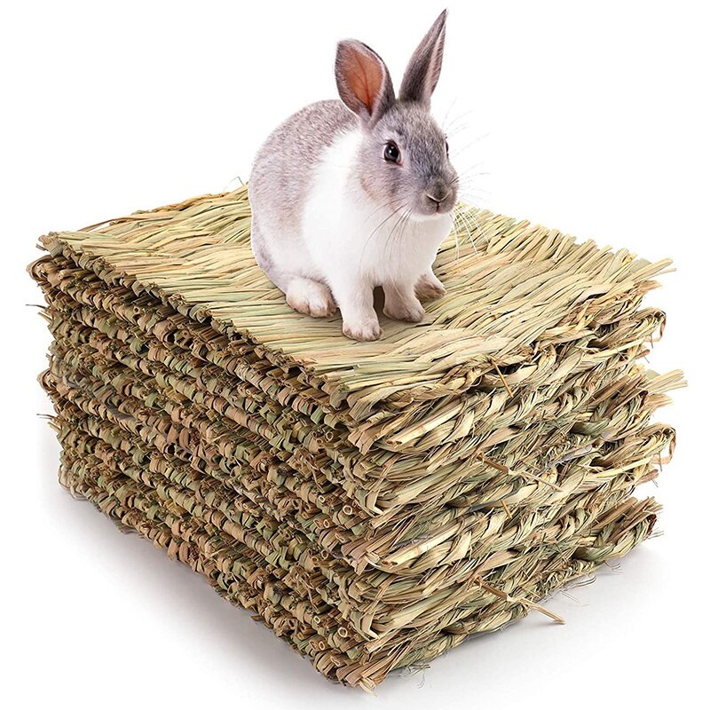 12 Packs of Rabbit Woven Bed Mats-Straw Mat Animal Bedding Nest-Guinea Pig Chinchilla Squirrel Hamster Cat and Dog