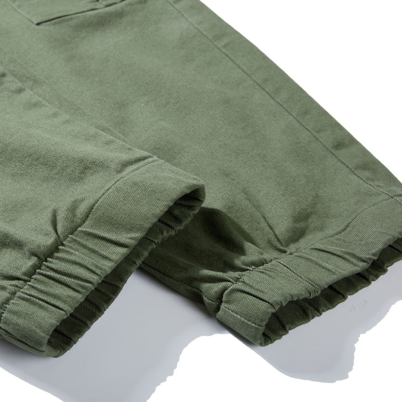 Pantalon cargo décontracté en coton 6xl homme, 5xl taille, taille élastique, multi-poches, kaki, vert