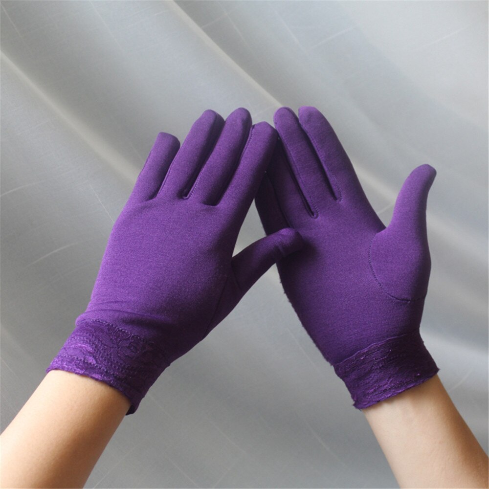 Elegante Dunne Vrouwen Fluwelen Touch Screen Handschoenen Volledige Vinger Kant Pols Wanten Winddicht Handschoen Vrouwelijke Meisjes: Paars