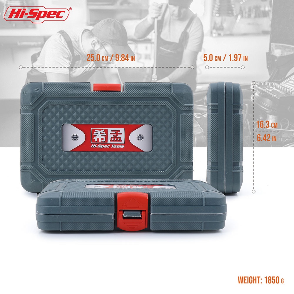 Hi-Spec 126pc Mechanics Car HandTool Set Ratchet Wrench Socket Set for Auto Motorcycle Repair with Plastic Toolbox Storage Case