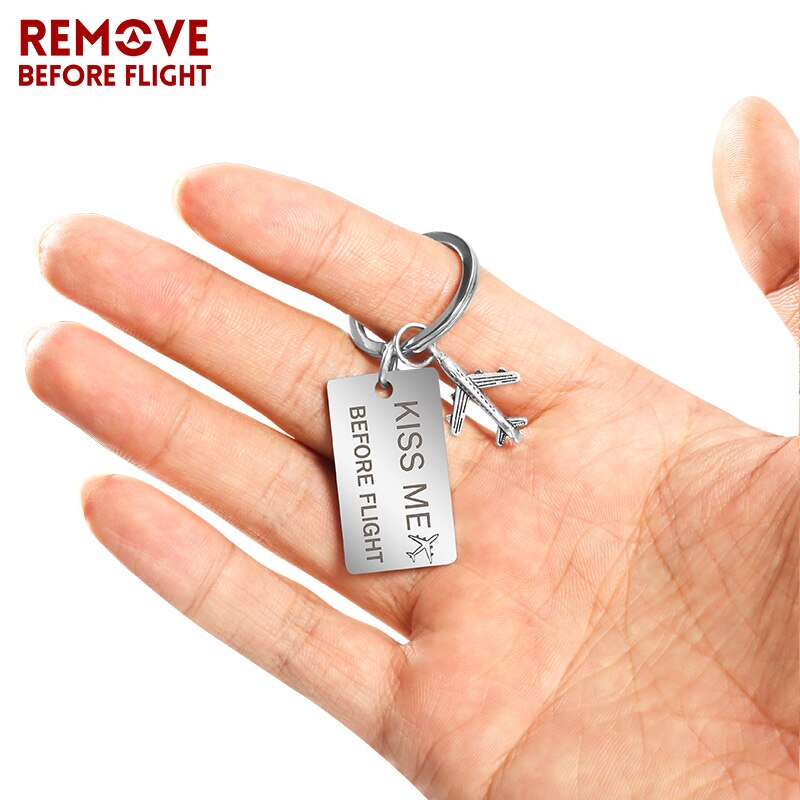 Car Key Chains Kiss Me Before Flight Car Keychains Mens Key Ring Chain for Aviation Airworthy Metal Key Holder