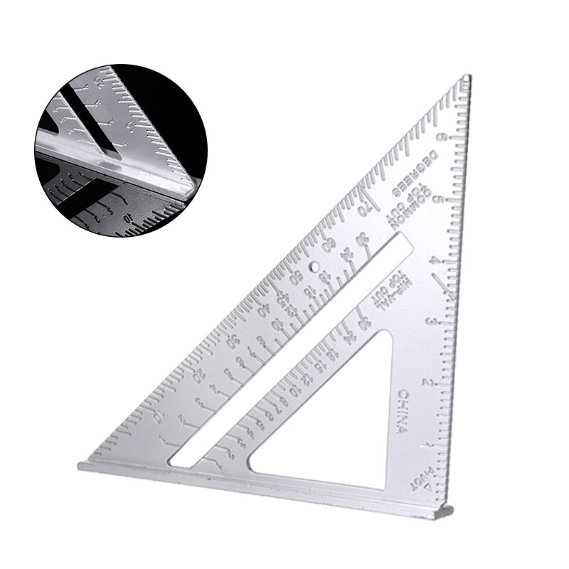 7" Aluminum Rafter Triangle Ruler Angle Protractor Miter Speed Square Measuring Tool For Building Framing Carpenter Tool