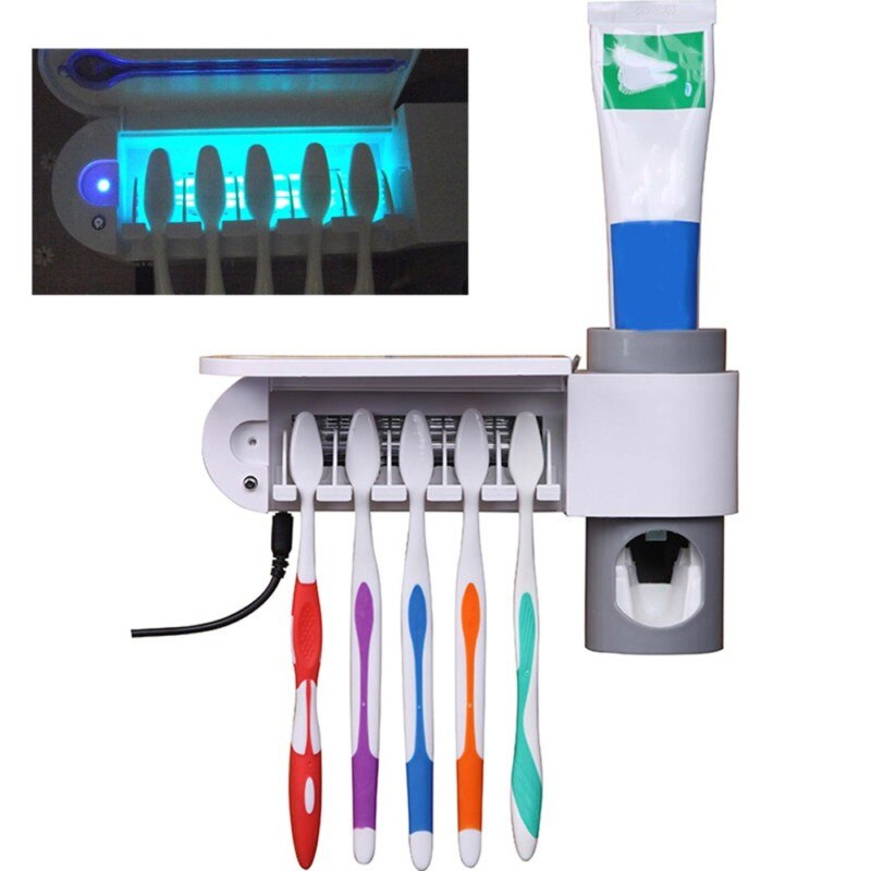 Uv-lys ultraviolet tandbørste automatisk tandpasta dispenser sterilisator tandbørsteholder renere support: Sterilisator
