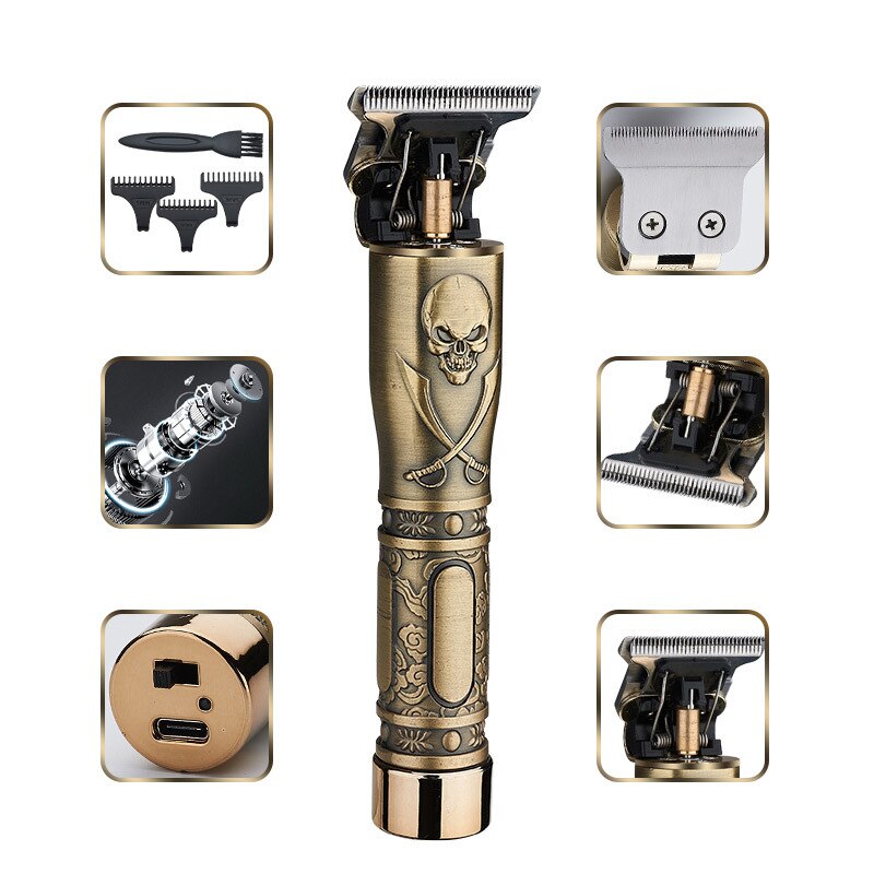 T9 Electric Hair Trimmer USB Rechargeable Hair Clipper Cordless Shaver Men Baldheaded Hair Clipper Barber Hair Cutting Machine