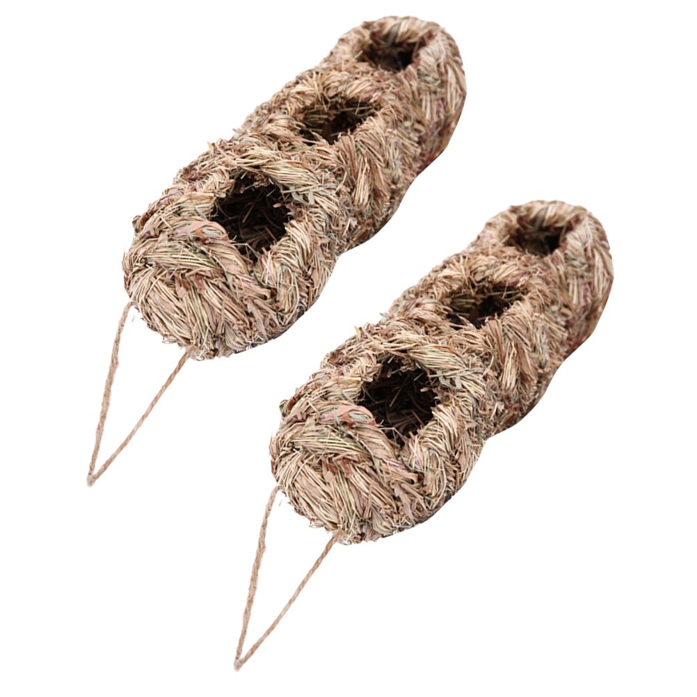 2 Pcs Straw Bird Nests Outdoor Bird Breeding Nests Hand-made Birdhouses