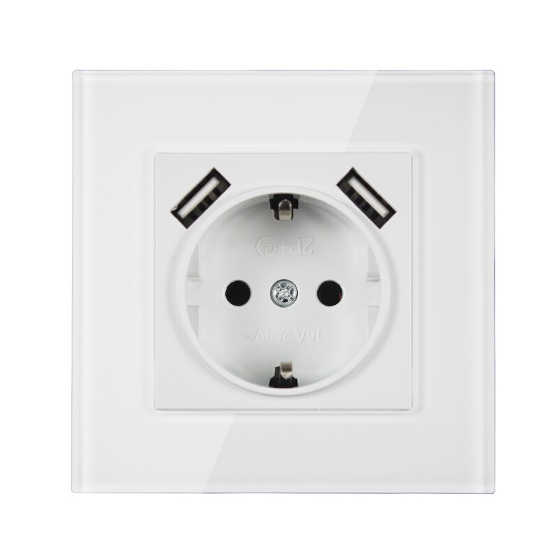 USB Wall Socket charger Double USB Port 5V 2A Usb outlet white Acrylic LDW-03: Double USB socket