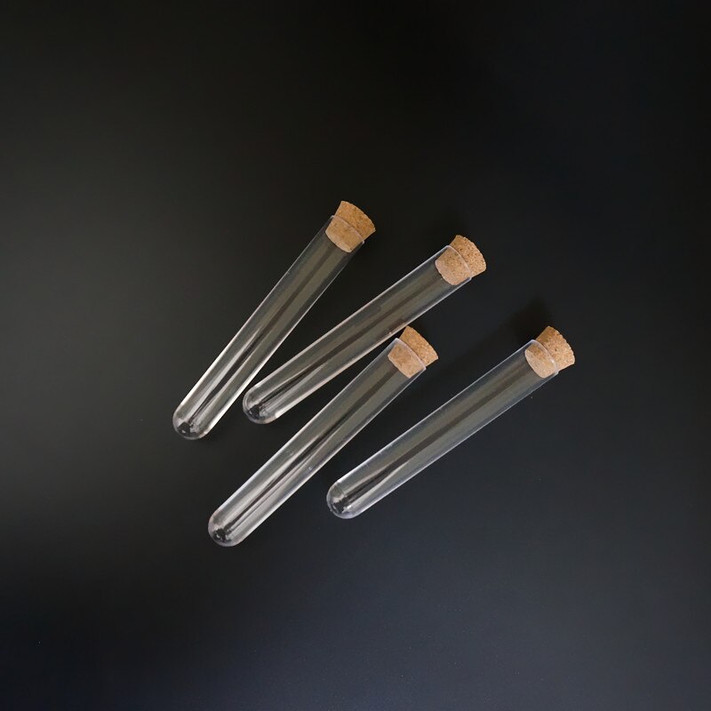 Tubes à essai en plastique transparent de laboratoire, 50 pièces 100 pièces 200 pièces 12x75mm Tube à fond rond avec bouchon