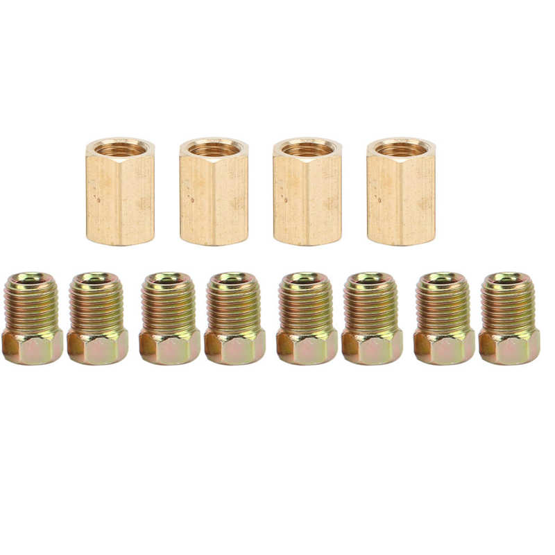Brake Tube Connector Brake Line Fittings Kit 4-Union 8-Nut Replacement for Mercedes for 3/16in Pipe