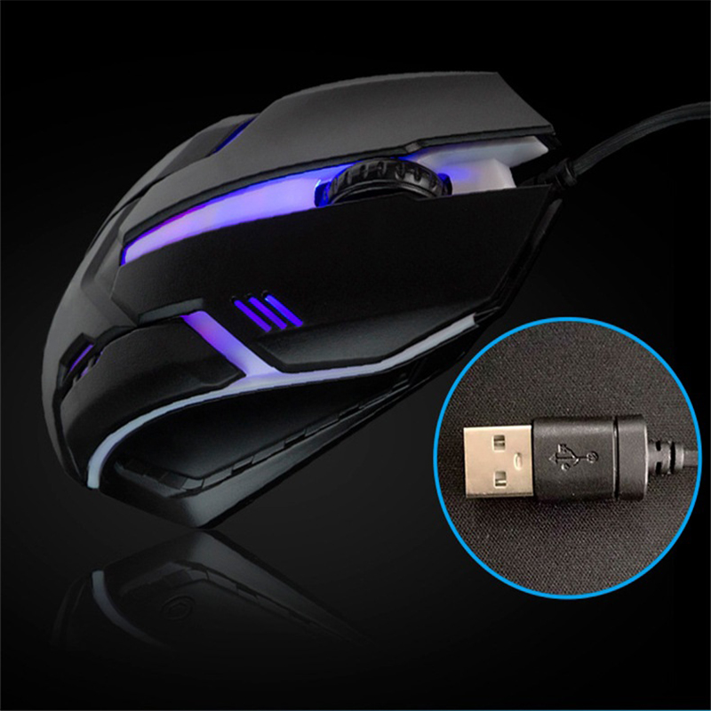 LED Light 4 Button Wired Gaming Mouse 1600DPI Optical USB Ergonomic Colorful Light Mice Mouse for PC Computer Notebook