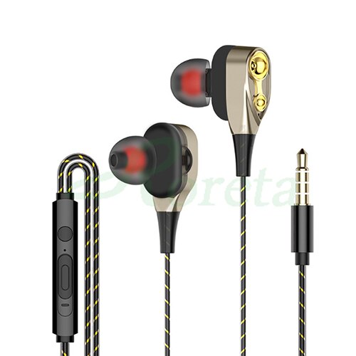 Roreta In-Ear Oortelefoon Stereo Bass Headset Met Ingebouwde Microfoon 3.5Mm Wired Oortelefoon Voor Smartphones: gold