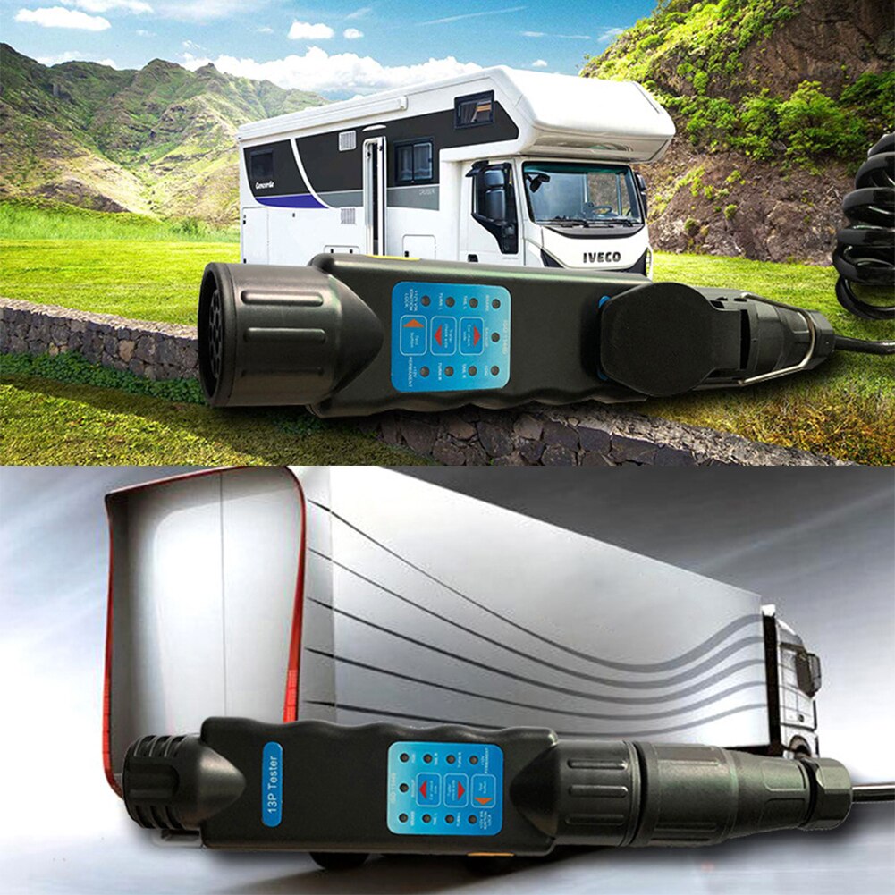 13 Pin 12V Car Truck Trailer Socket Tester Wiring Circuit Light With 2 Adapter