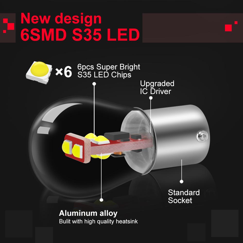 1 stücke P21W 1156 BA15S BAU15S BA15D S35 6SMD Chips 1157 BAY15D Auto Bremslichter Auto Reverse Birne parkplatz Lampe 12 V Super Helle