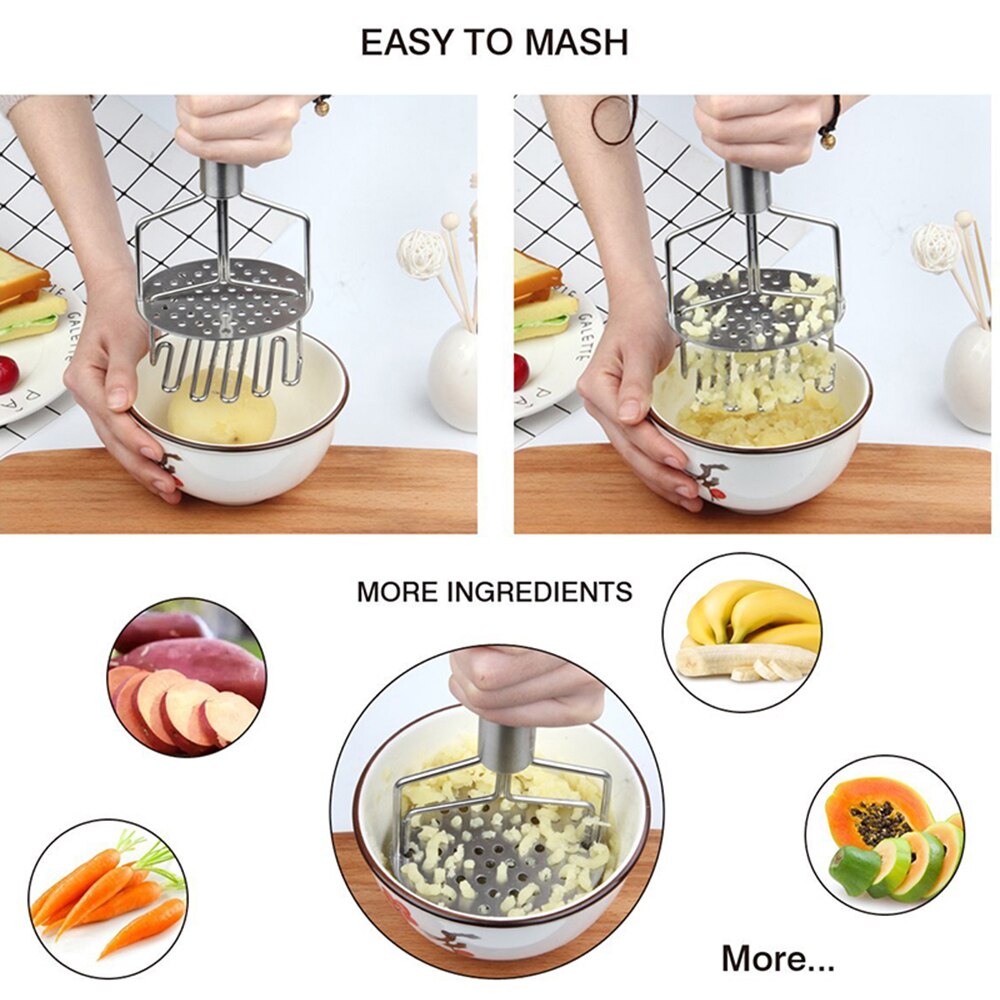 Presse-purée Manuel En Acier Inoxydable - Pour Pommes De Terre, Légumes, Jus - Diamètre 7 Cm - Lavable Au Lave-vaisselle - Poignée Ergonomique