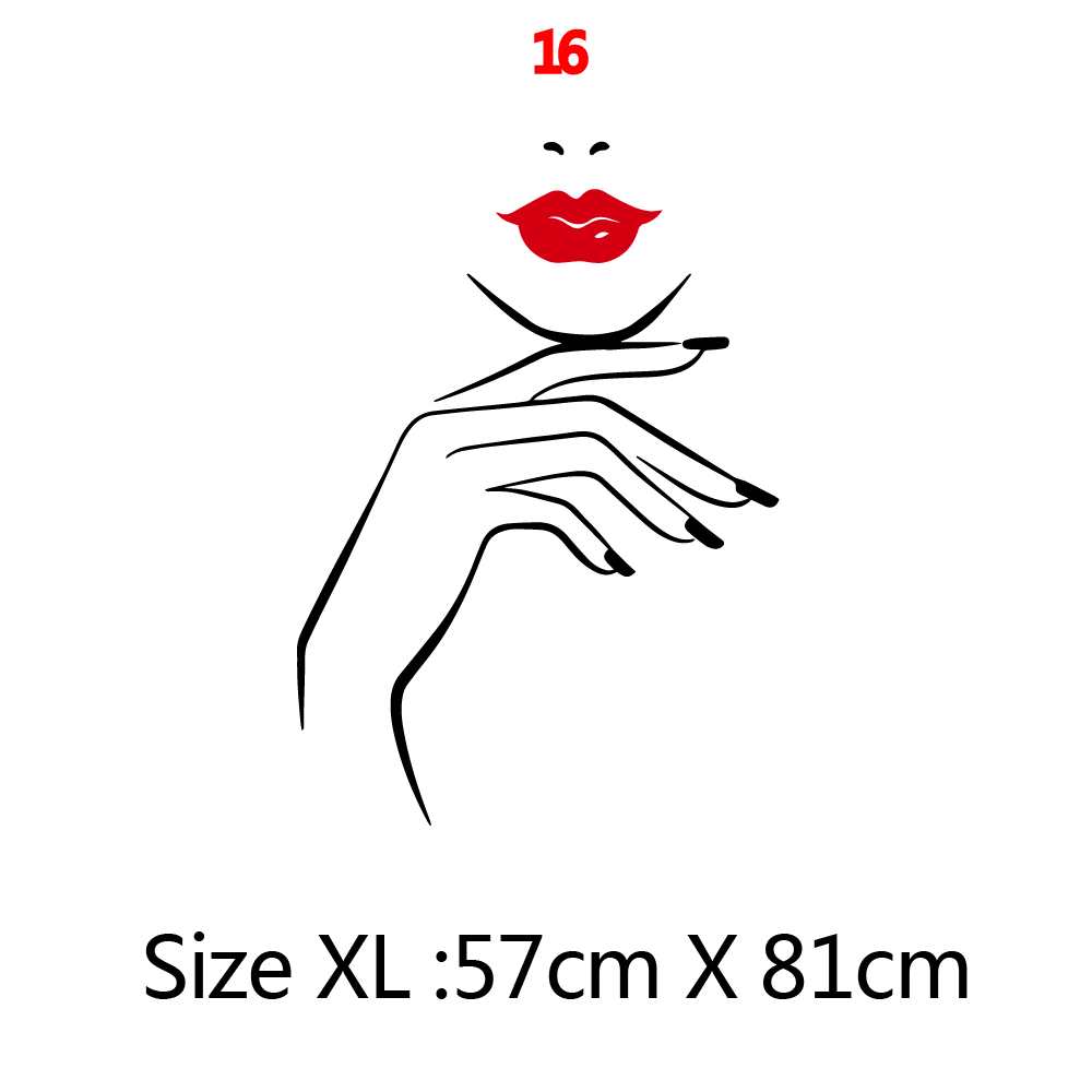Skønhedssalon vægklistermærke smuk dame frisør til dame & #39 ;s røde læber vinyl makeup klistermærke hår frisør frisør mærkat: 16