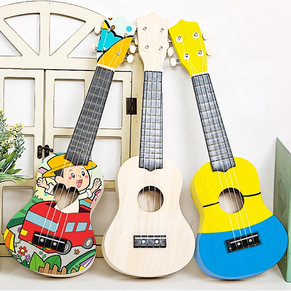 1 Set DIY Ukulele Kit DIY Ukulele Making Kit Kids Hand-painted Ukulele Model