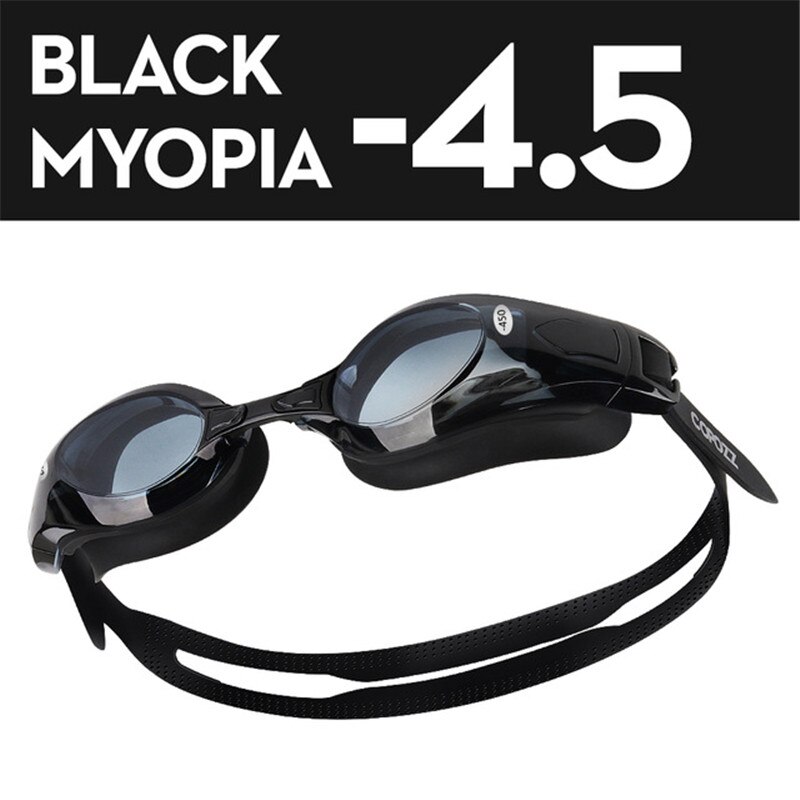 COPOZZ Schwimmen Brille Myopie Unterstützung 0-1,5 zu-5 Anti fog UV Protecion Schwimmen Gläser Dioptrien Fit für erwachsene Männer Frauen: Myopia Black -4.5