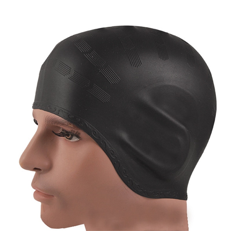 Adult Children Outdoor Swimming Cap Water Sports Waterproof Silicone Diving Long Hair Headphone Ear Protection Cup Swim Caps Hat