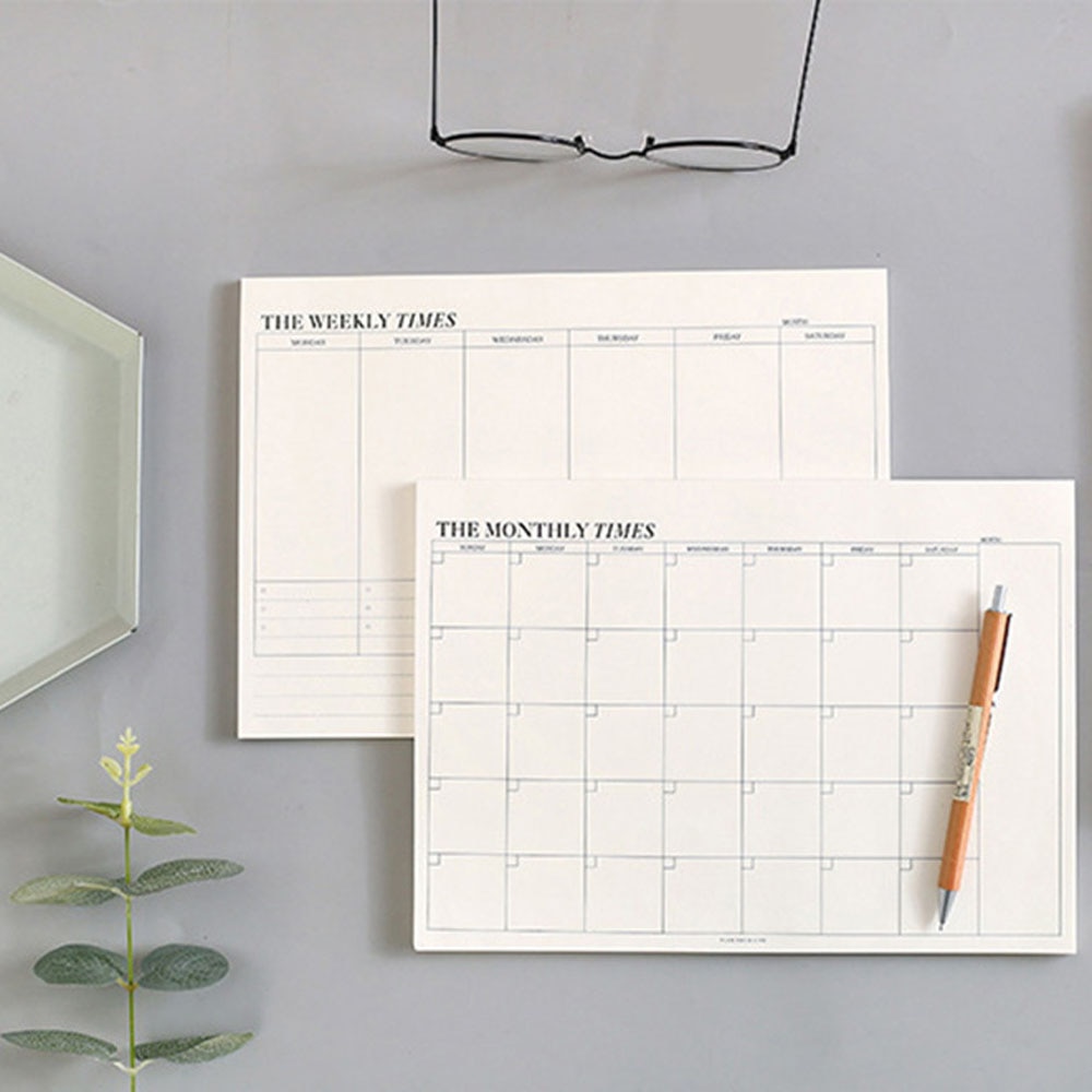 60 Pages Simple Business Day Plan Notepad Weekly Monthly Planner Simple Memo Notebook Portable Medium Memo