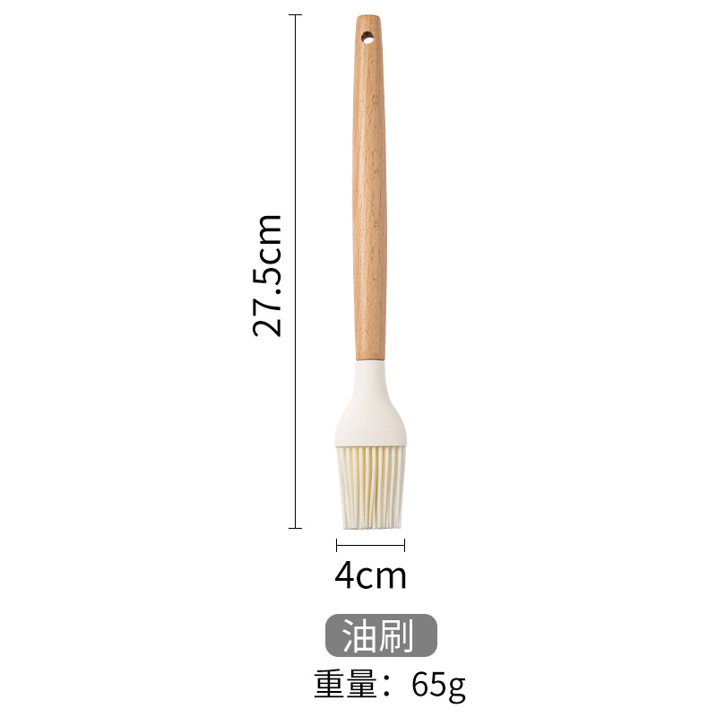 Khaki Kitchen Tools 12 Piece Silicone Spatula With Storage Bucket Wooden Handle Silicone Kitchen Set Cooking Kitchen Accessories: MULTI