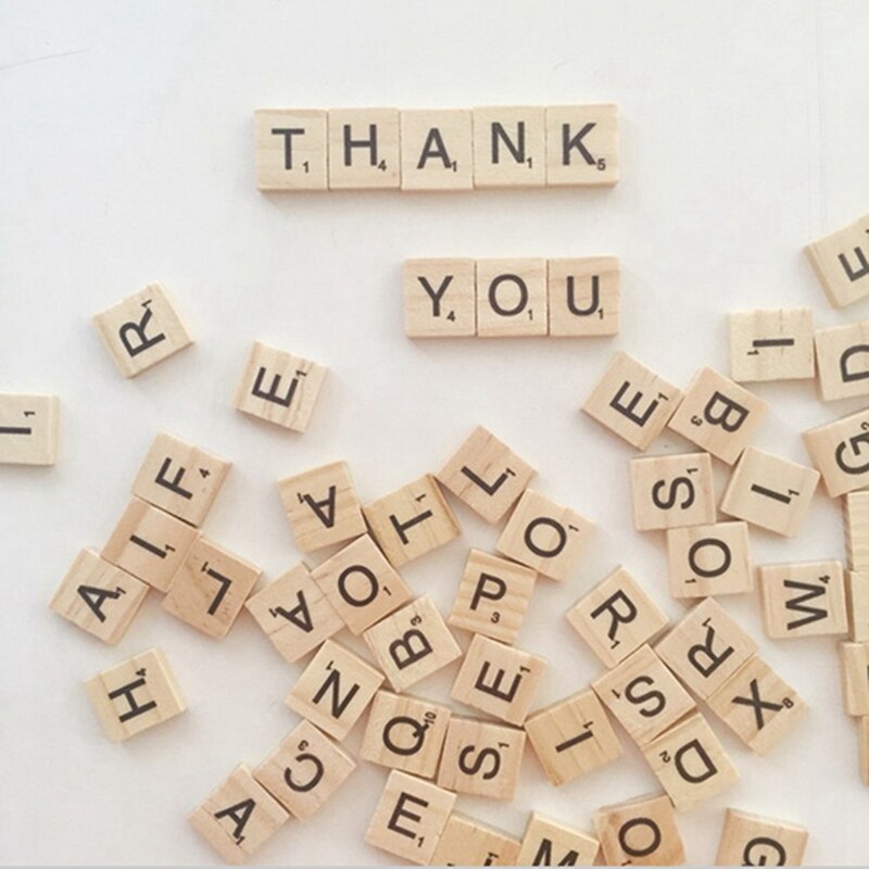 100 Stks/partij A-Z Engels Letters Set Woord Scrapbooking Nummer Alfabet Tegel Houten Brief Blok Diy Crafting Speelgoed