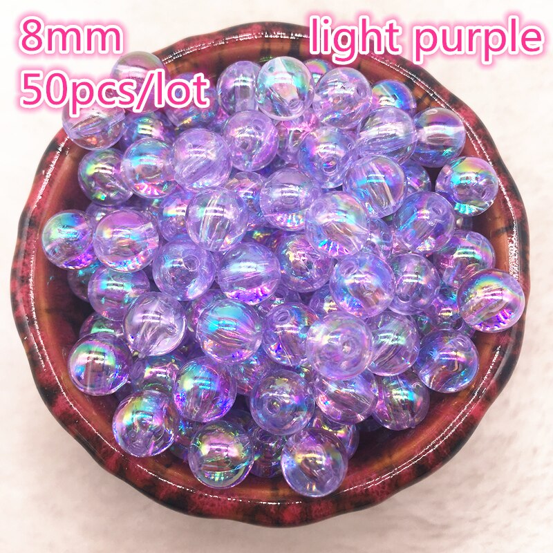 50 stuks 8mm AB Kleur Ronde Acryl Kraal Losse Spacer Kralen Voor Sieraden Maken DIY Armband: 04