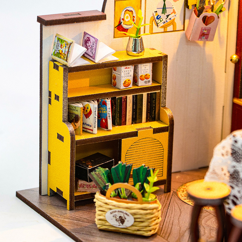 DIY 3D Bakkerij Poppenhuis Houten Miniatuur Poppenhuis Kit Meubels Modern Huis Model Speelgoed Kinderen Creatieve Meisje Verjaardagscadeautjes