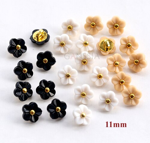 20 Stks/partij Maat: 11Mm Kawaii Bloem Shirt Knoppen 5 Kleuren Rhinestone Resin Button Accessoires Naaien Knop (SS-738)