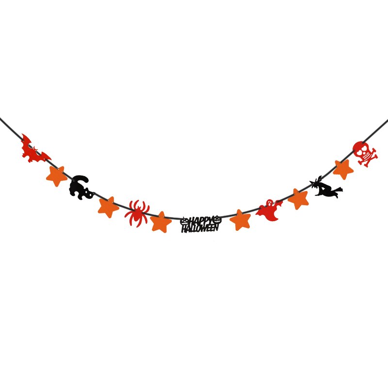 Vleermuis heks spook schedel pompoen banner happy halloween vlag slinger wanddecoratie papieren slinger bar thuis halloween feestbenodigdheden: S09