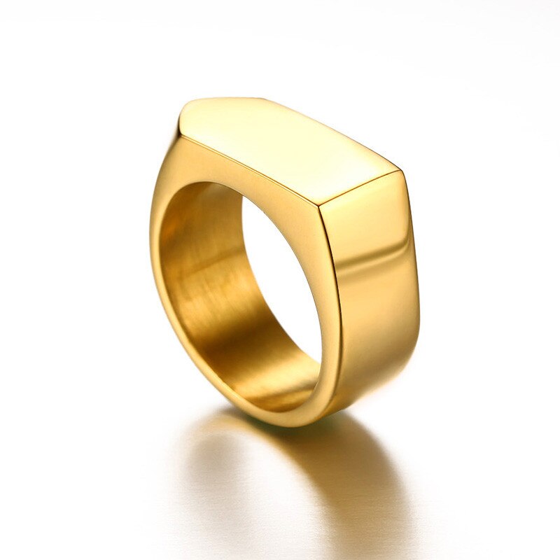 ZORCVENS Vitality Ring in Black Stainless Steel Flat Top Ring for Men Male Jewelry Anel Aneis Masculinos Anillos