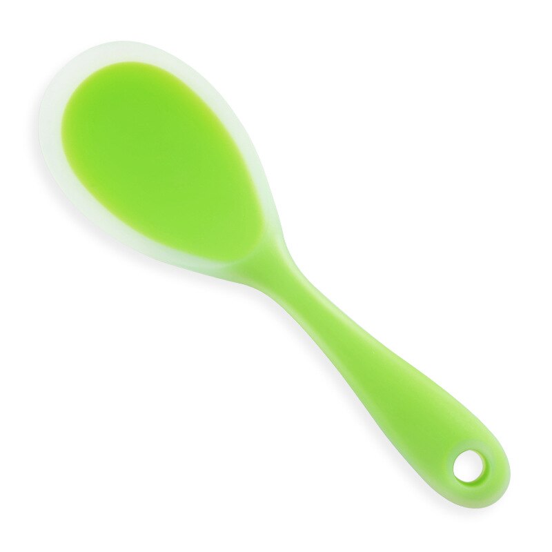Silicone Rice Spoon Non-stick Silicone Cooking Spoon Anti-scalding Pot Rice High-temperature-resistant Spoon Kitchen Utensil: Green Silicone Spoon