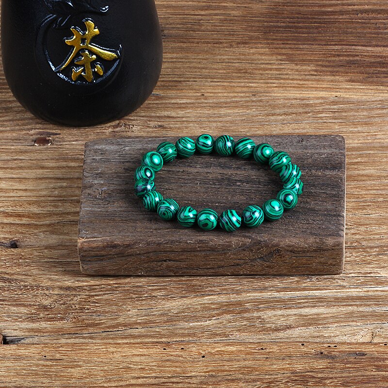 Malachite Beads Bracelet 4/6/8/10mm Natural Stone Peacock Malachite Beaded Handmade Bracelet Bangles Jewelry Women Men