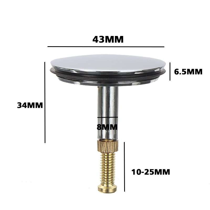 Bouchon de vidange de baignoire 43mm, bouchon de baignoire de remplacement pour la plupart des éviers et baignoires de salle de bain, bouchon de baignoire de