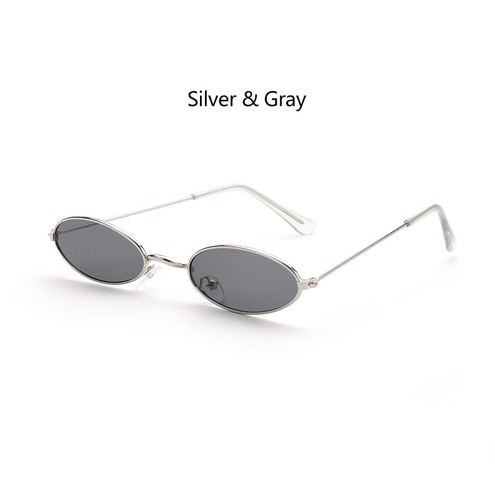Gafas de sol ovaladas con montura pequeña para hombre y mujer, lentes clásicas de estilo Retro, de Color metálico, a la: Negro