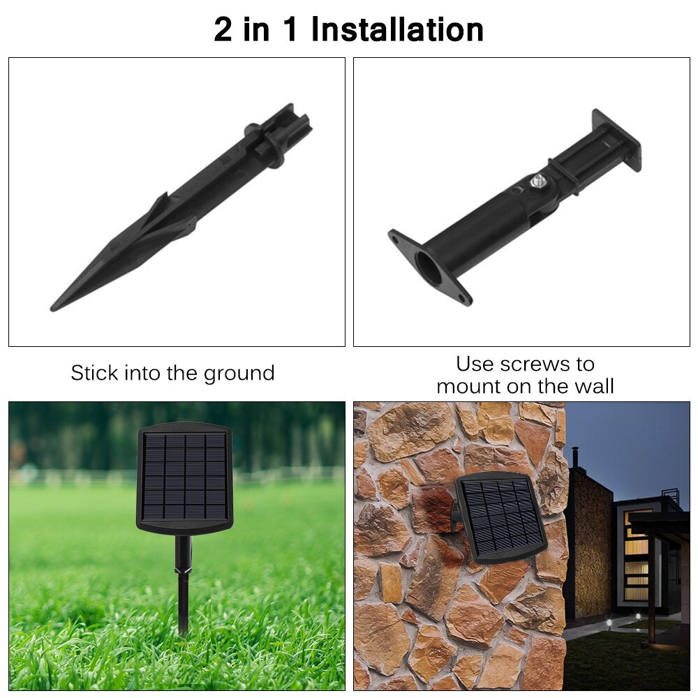 Solar Powered 1/2/3 Lamps Landscape Spotlight Projection Light For Garden Pool Pond Outdoor Lighting Underwater Lights