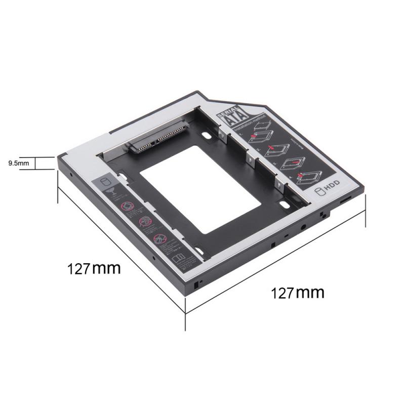universel 2nd HDD Caddy 12.7mm pour 2.5 "2 to SATA 3.0 boîtier SSD boîtier de disque dur boîtier + LED pour ordinateur portable CD DV Optibay