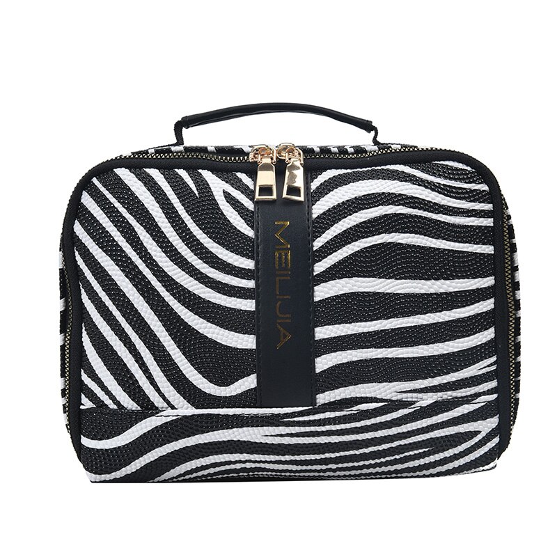 Luipaard Print Cosmetische Tas Set Waterdichte Waszak Opbergtas Reizen Levert Vrouwen Make Up Make-Up Tas Organizer Toilettas: Zebra pattern